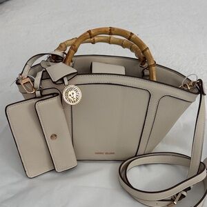 Anne Klein Cream Satchel with Bamboo Handle NWT